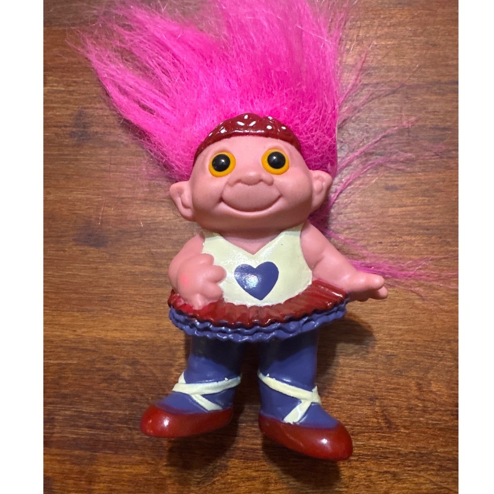 Vintage M.T Pink Hair Troll Doll Ballerina Heart Tutu Mini Figure Toy China